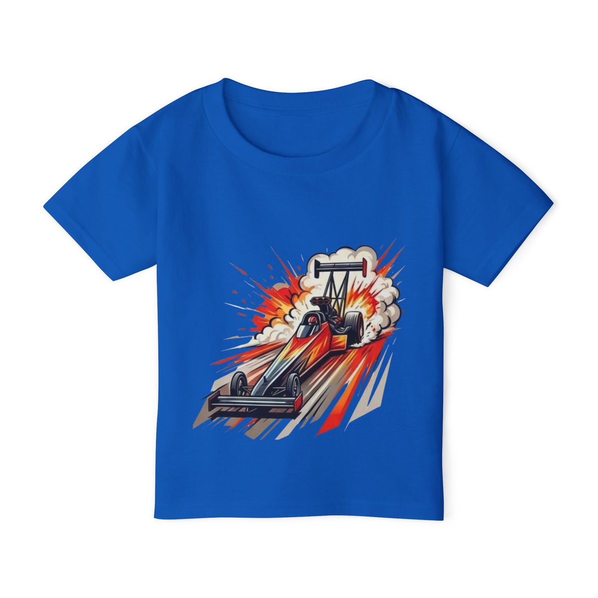 Dragster Race Car Toddler T-shirt | Dino Dragster Burnout Graphic