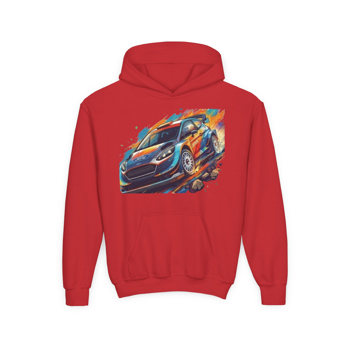 Rally Race Car Youth Hoodie | Jumping Rally Car Graphic, Motorsports Sweatshirt