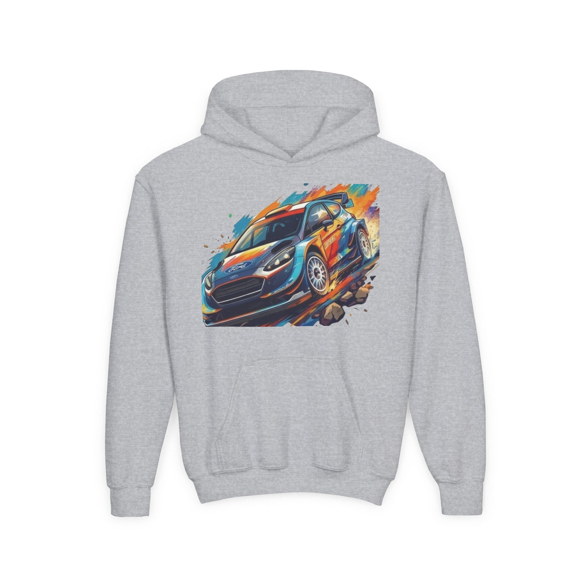 Rally Race Car Youth Hoodie | Jumping Rally Car Graphic, Motorsports Sweatshirt