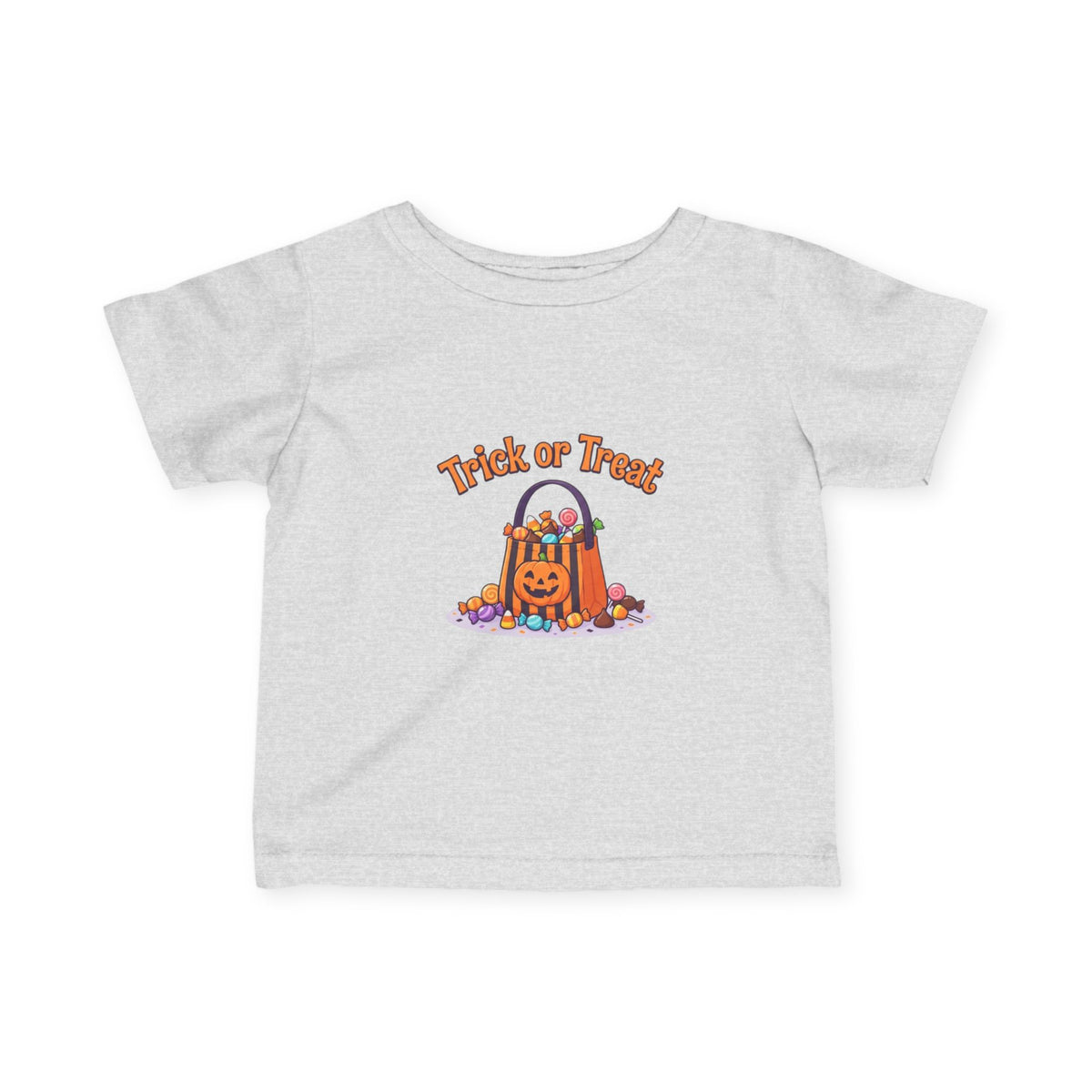Miniature Candy Stash Infant Tee, Retro Trick-or-Treat Baby Clothes, Pumpkin Bucket Graphic Autumn Harvest Newborn Holiday Outfit