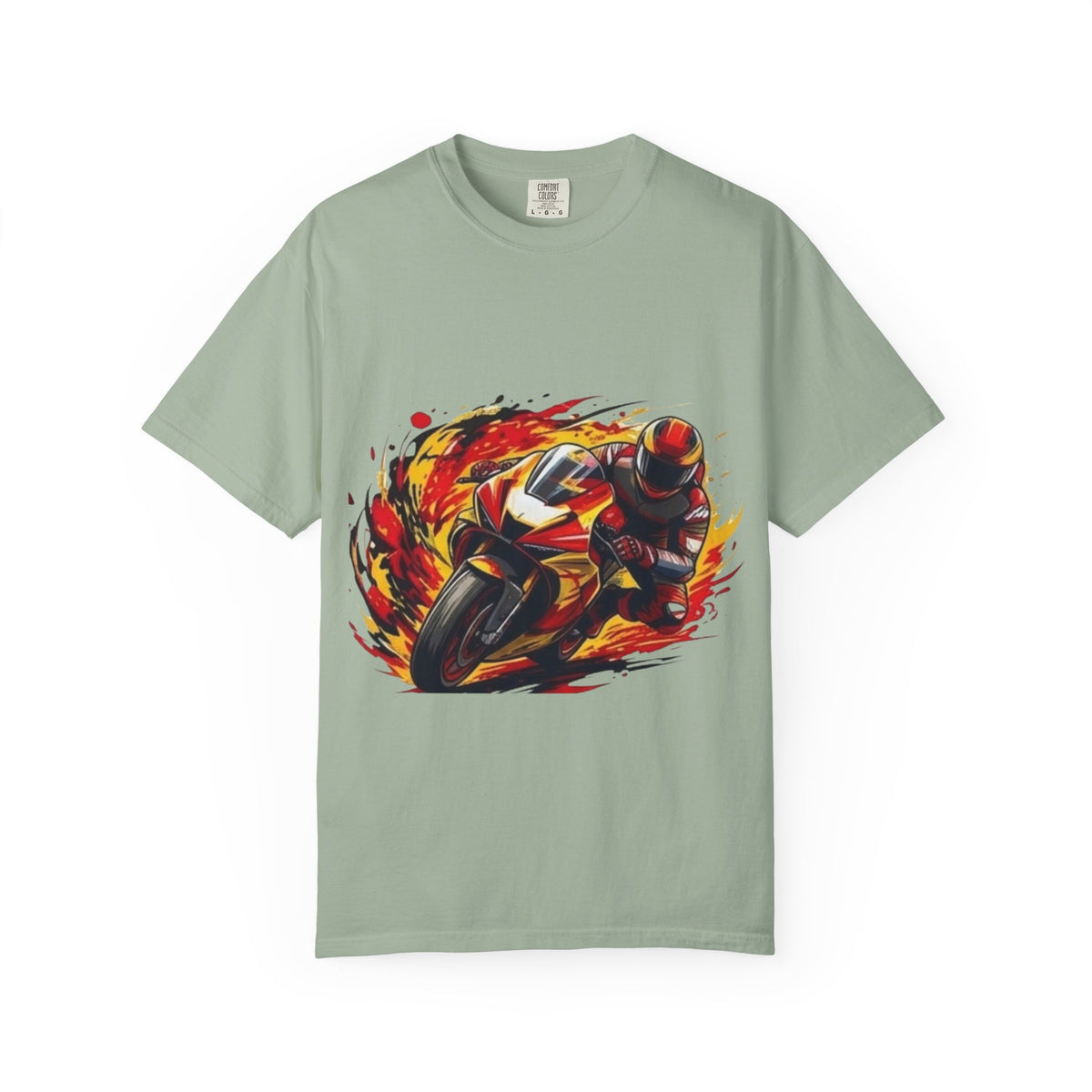 Flaming Sportbike Rider T-shirt | Motorcycle Racing Tee