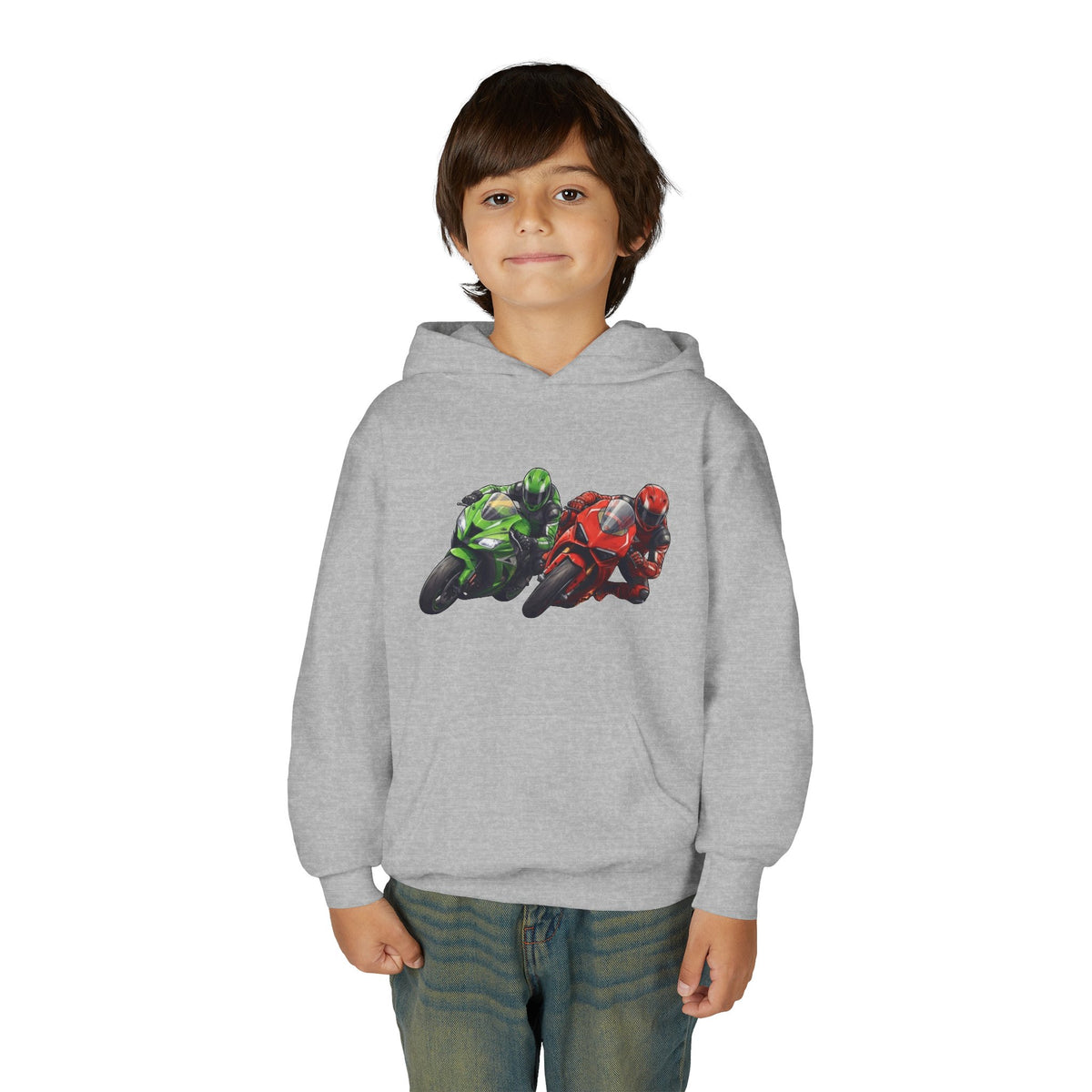 Apex Duel Hoodie, Twin Sportbike Kids Sweatshirt, Youth Track Racing Graphic Pullover