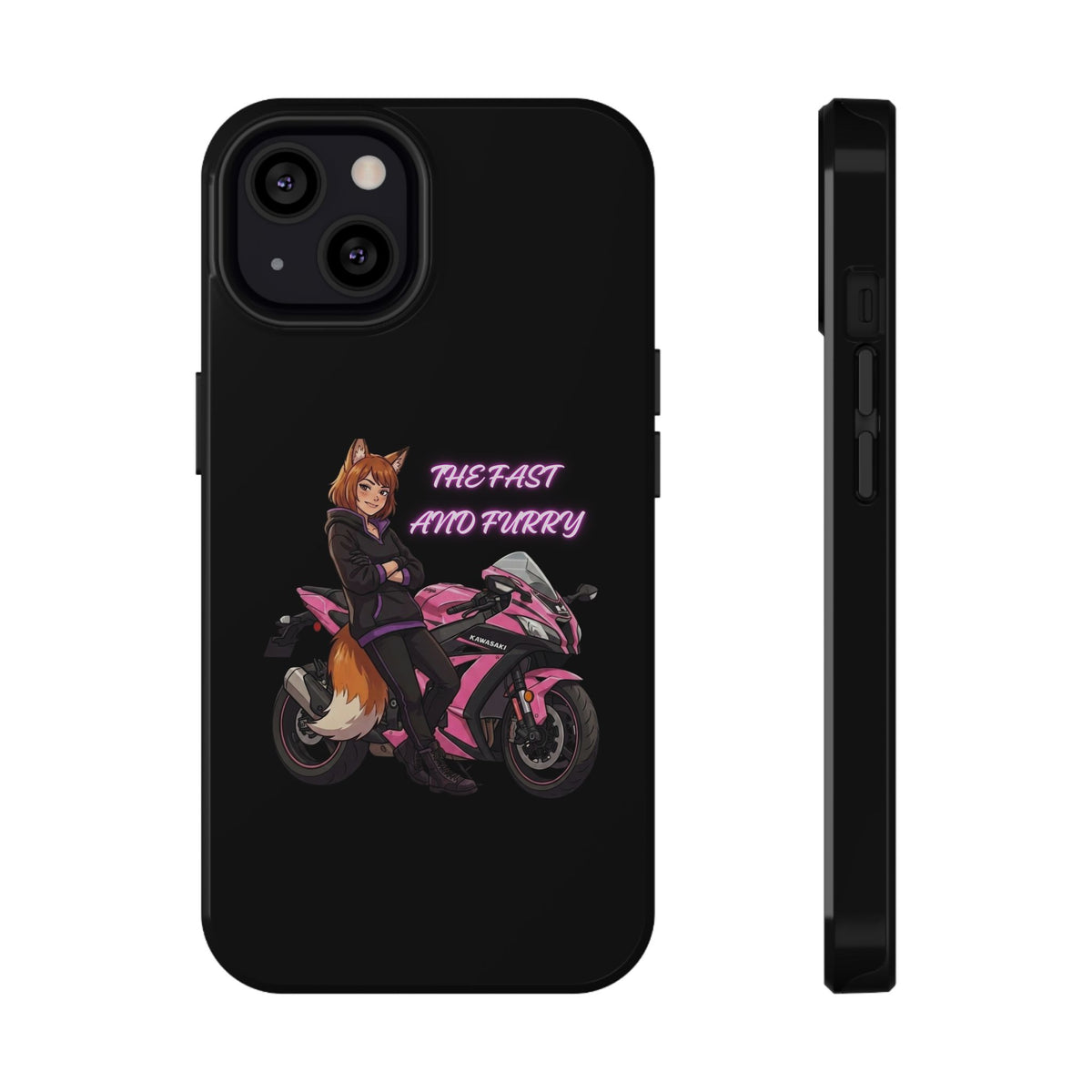 Fox Rider on Pink Sportbike Phone Case | Impact-Resistant Case
