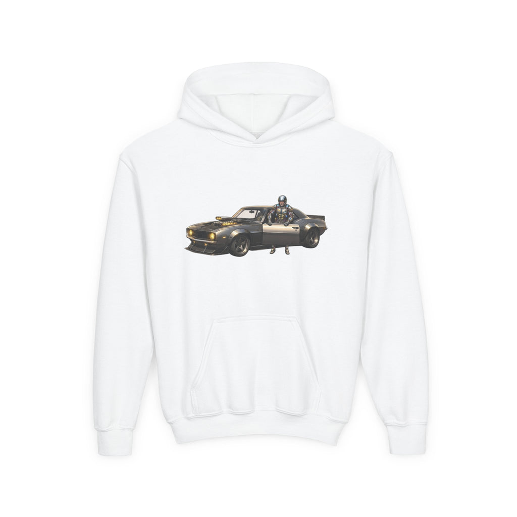 Kids Titan Hoodie, Iron Stone Muscle Car Kids Sweatshirt, Youth Challenger Driver Retro Anime Graphic Pullover
