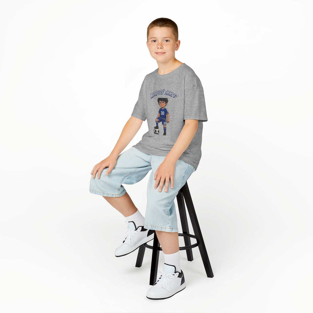 Mbappe Youth Soccer T-Shirt, Kids Football Graphic Tee, Kylian Mbappe Fan Gift, Cool Sports Shirt for Boys and Girls