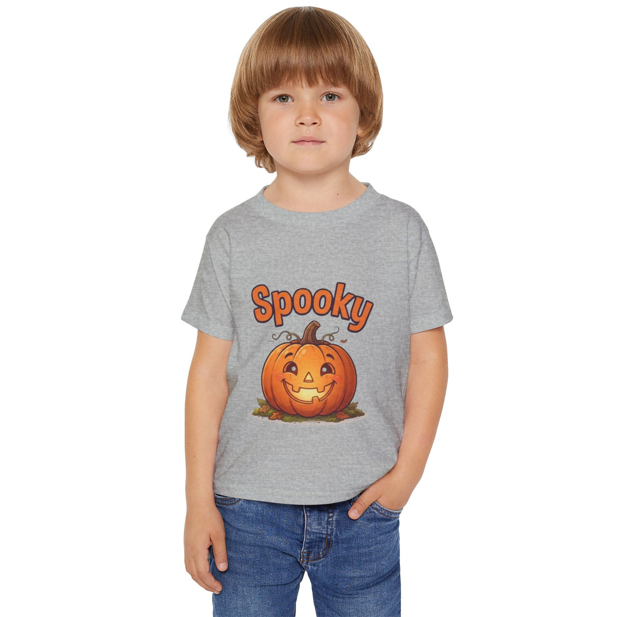 Halloween Pumpkin Toddler Tee | Bubbly Text Kids Spooky Shirt