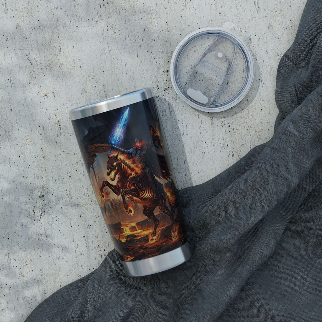 Apocalyptic Spectral Riders Tumbler, Insulated Stainless Steel Coffee Cup, 20oz Dark Fantasy Battle Art Travel Mug