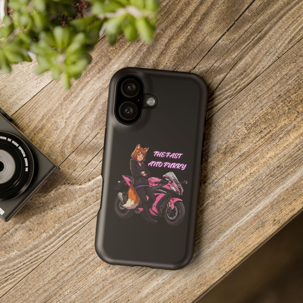 Fox Rider on Pink Sportbike Phone Case | Impact-Resistant Case