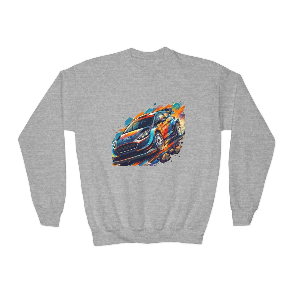 Colorful Racing Car Youth Crewneck Sweatshirt | Speed Graphic