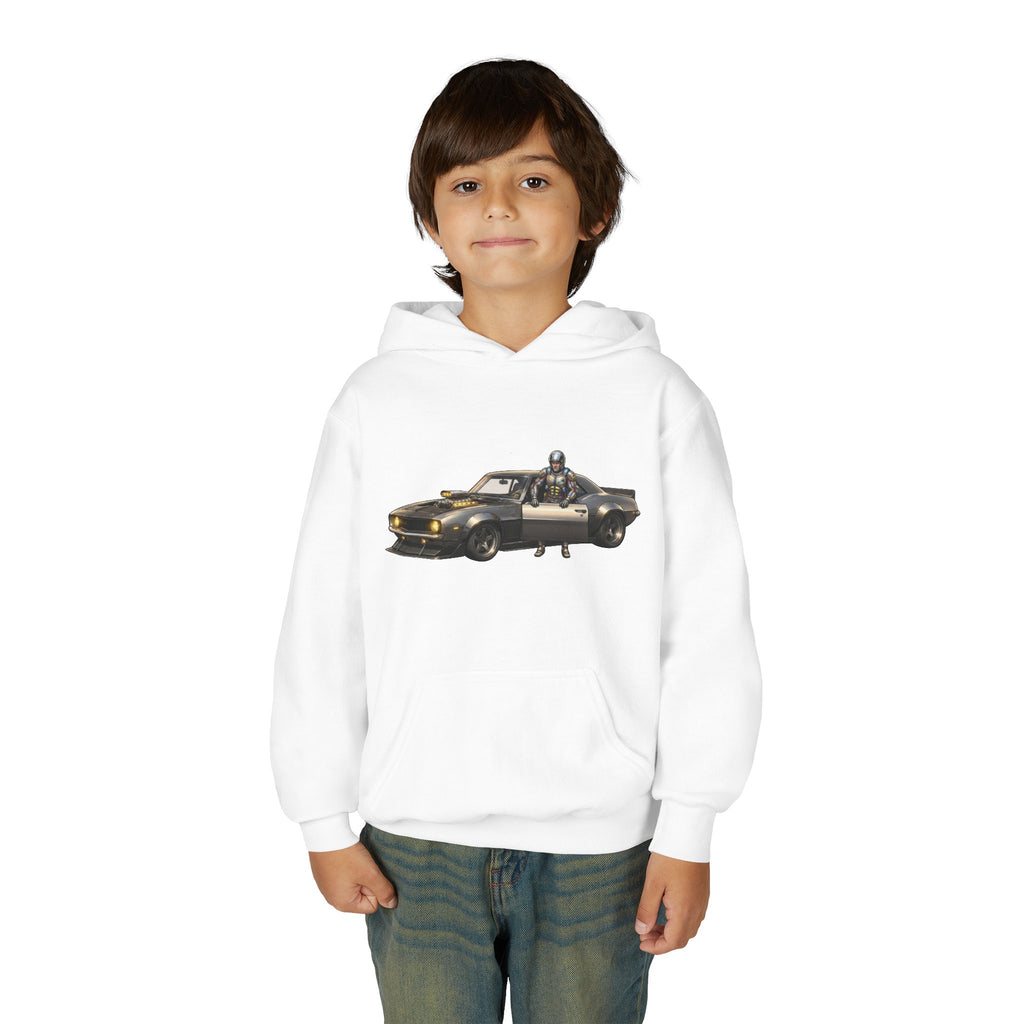 Kids Titan Hoodie, Iron Stone Muscle Car Kids Sweatshirt, Youth Challenger Driver Retro Anime Graphic Pullover