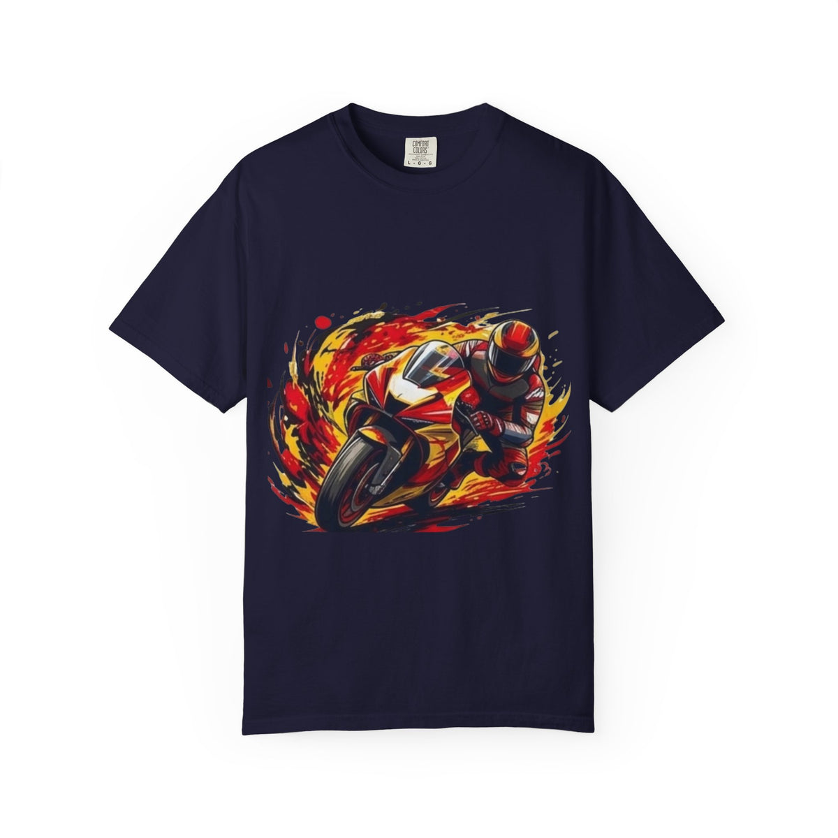 Flaming Sportbike Rider T-shirt | Motorcycle Racing Tee