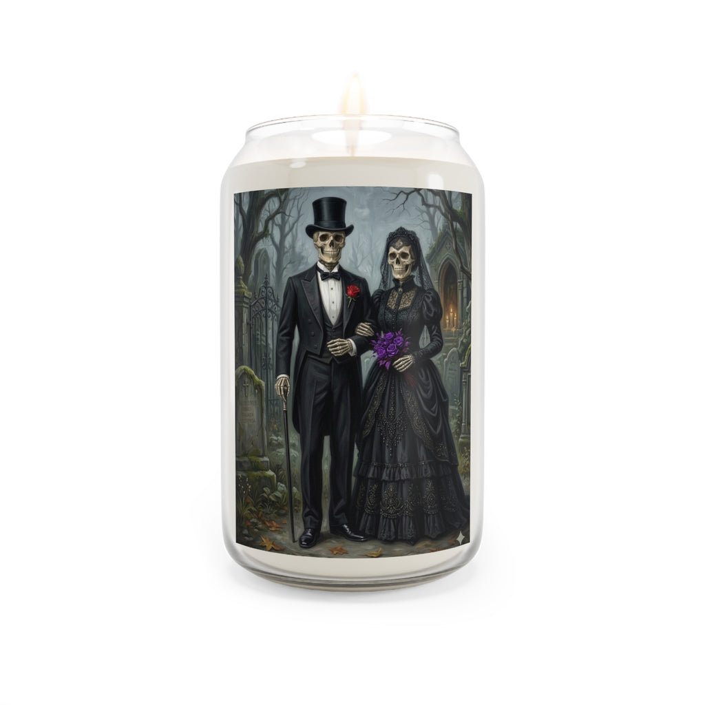 Top Hat Skeleton Candle, Victorian Gothic Wedding Soy Wax Jar, Cemetery Mourning Garb Macabre Home Decor Gift