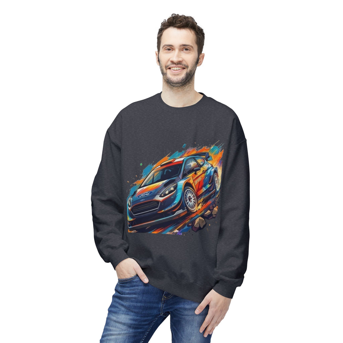 Rally Car Illustration Sweatshirt | Racing Graphic Crewneck