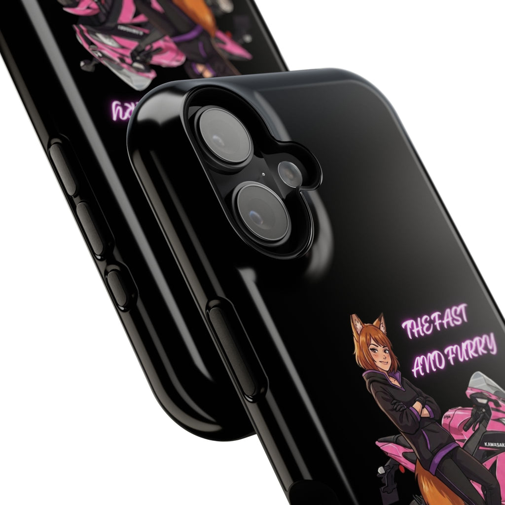 Fox Rider on Pink Sportbike Phone Case | Impact-Resistant Case