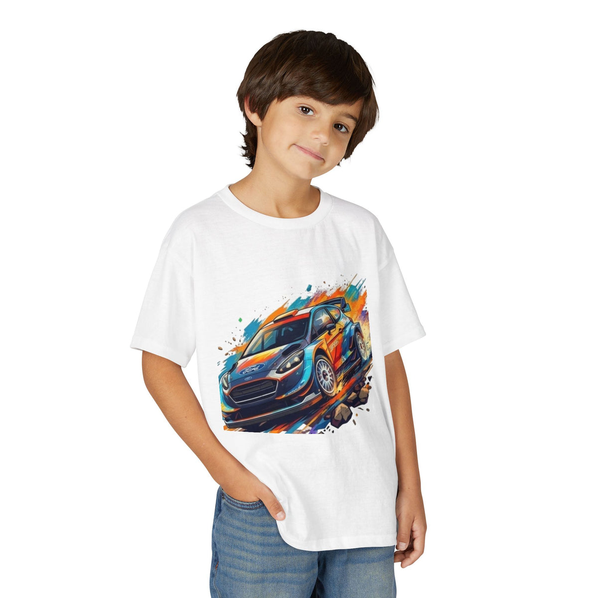 Colorful Rally Race Car Youth T-Shirt | Rally Car Graphic Tee