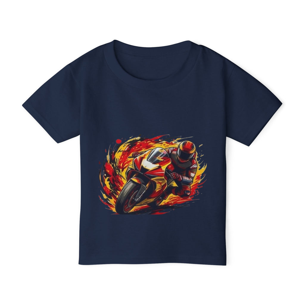 Flaming Sportbike Racing Graphic Toddler T-shirt | Motorcycle Kids Tee