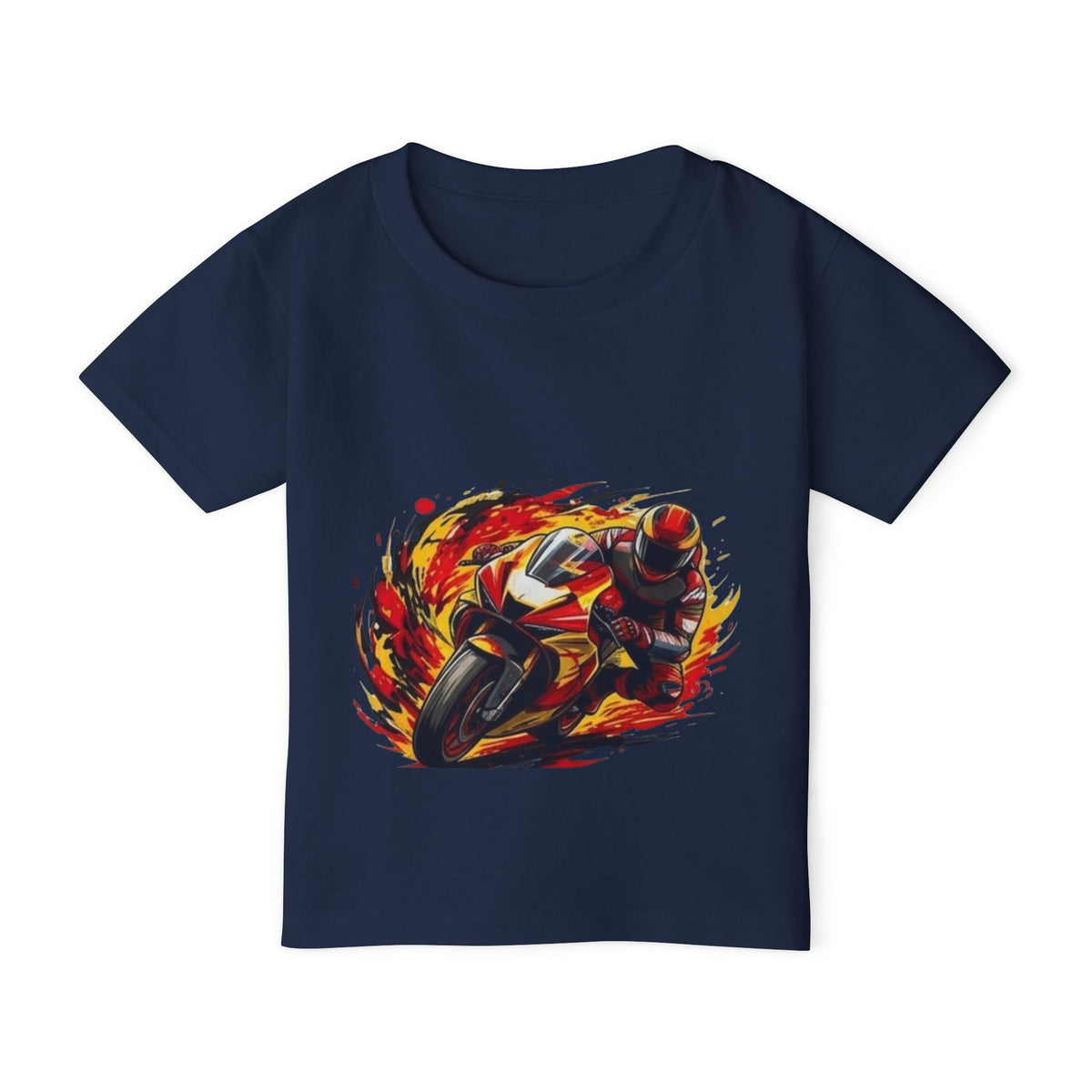 Flaming Sportbike Racing Graphic Toddler T-shirt | Motorcycle Kids Tee