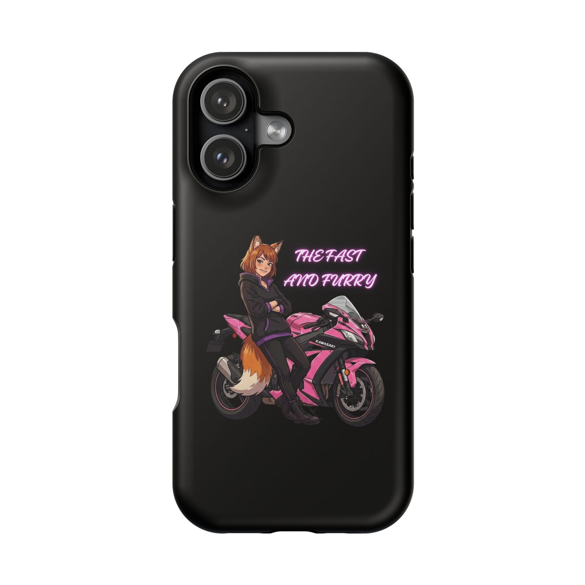 Fox Rider on Pink Sportbike Phone Case | Impact-Resistant Case