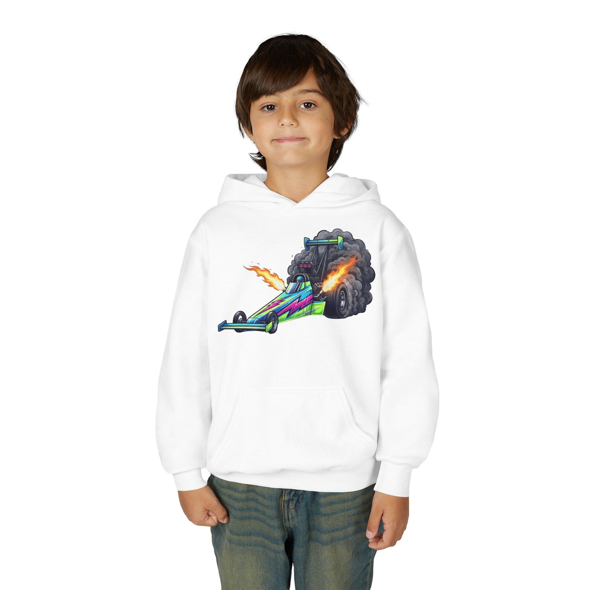 Kids Dragster Hoodie, Nitro Rocket Kids Sweatshirt, Youth Straight Line Racing Graphic Pullover