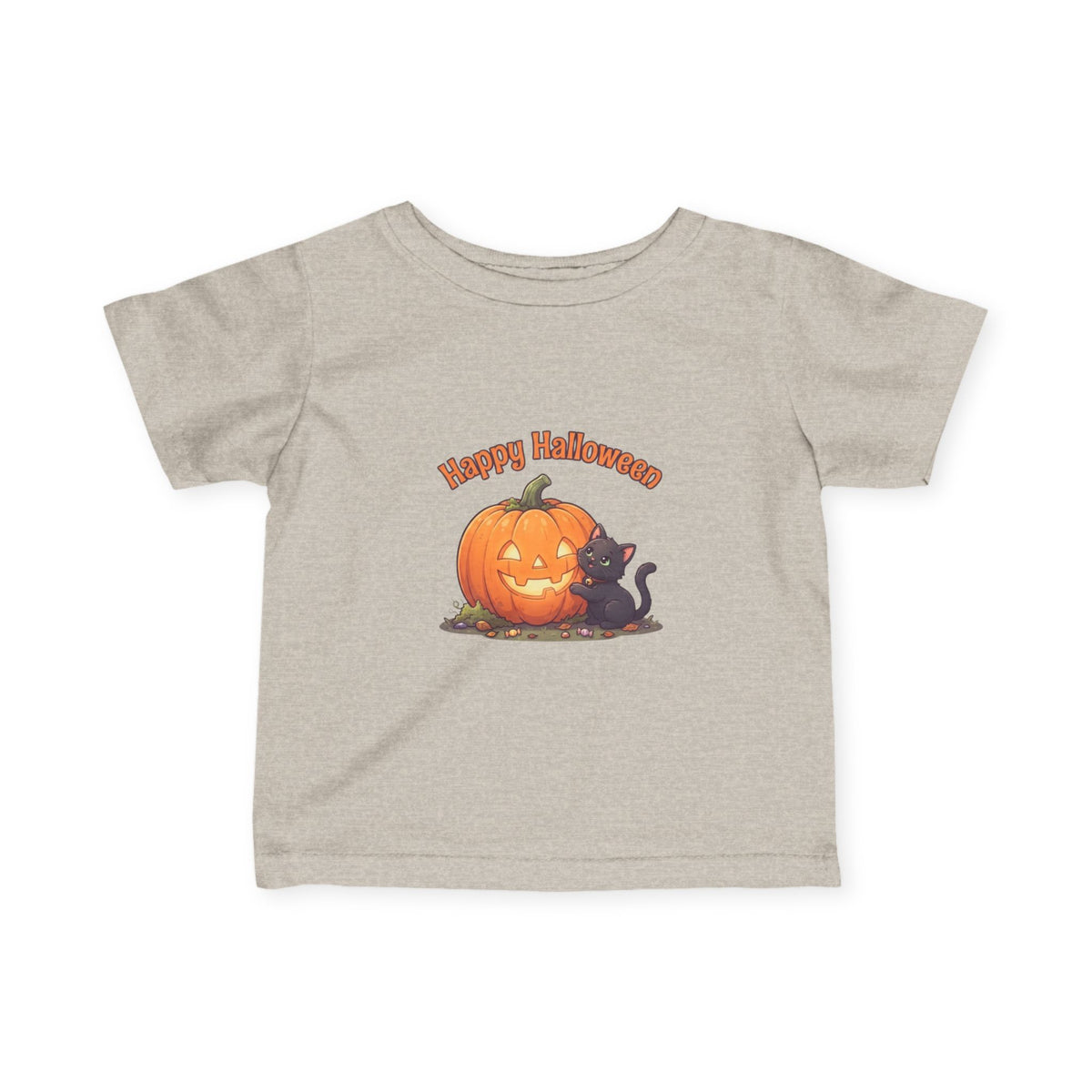 Halloween Black Cat & Pumpkin Toddler Tee | Kids Spooky Season Shirt