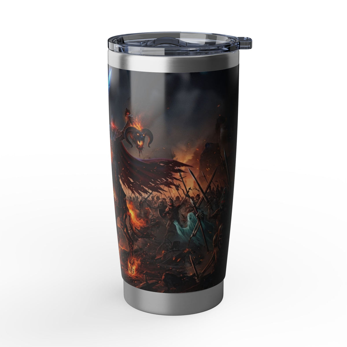 Apocalyptic Spectral Riders Tumbler, Insulated Stainless Steel Coffee Cup, 20oz Dark Fantasy Battle Art Travel Mug