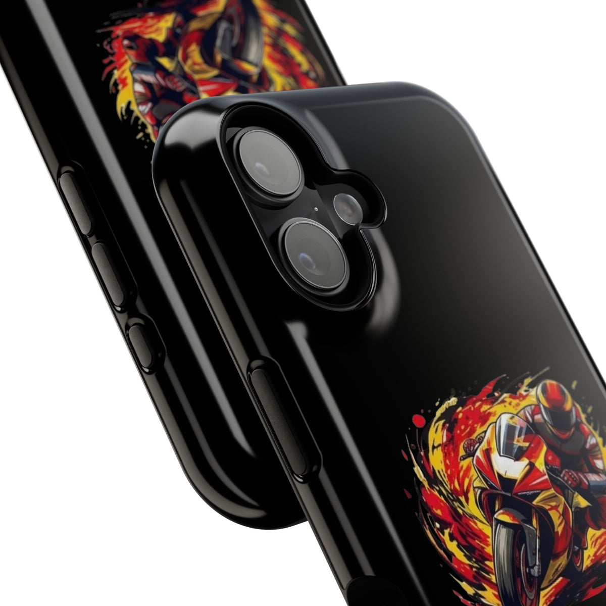 Flaming Motorcycle Rider phone case | Impact-Resistant Case
