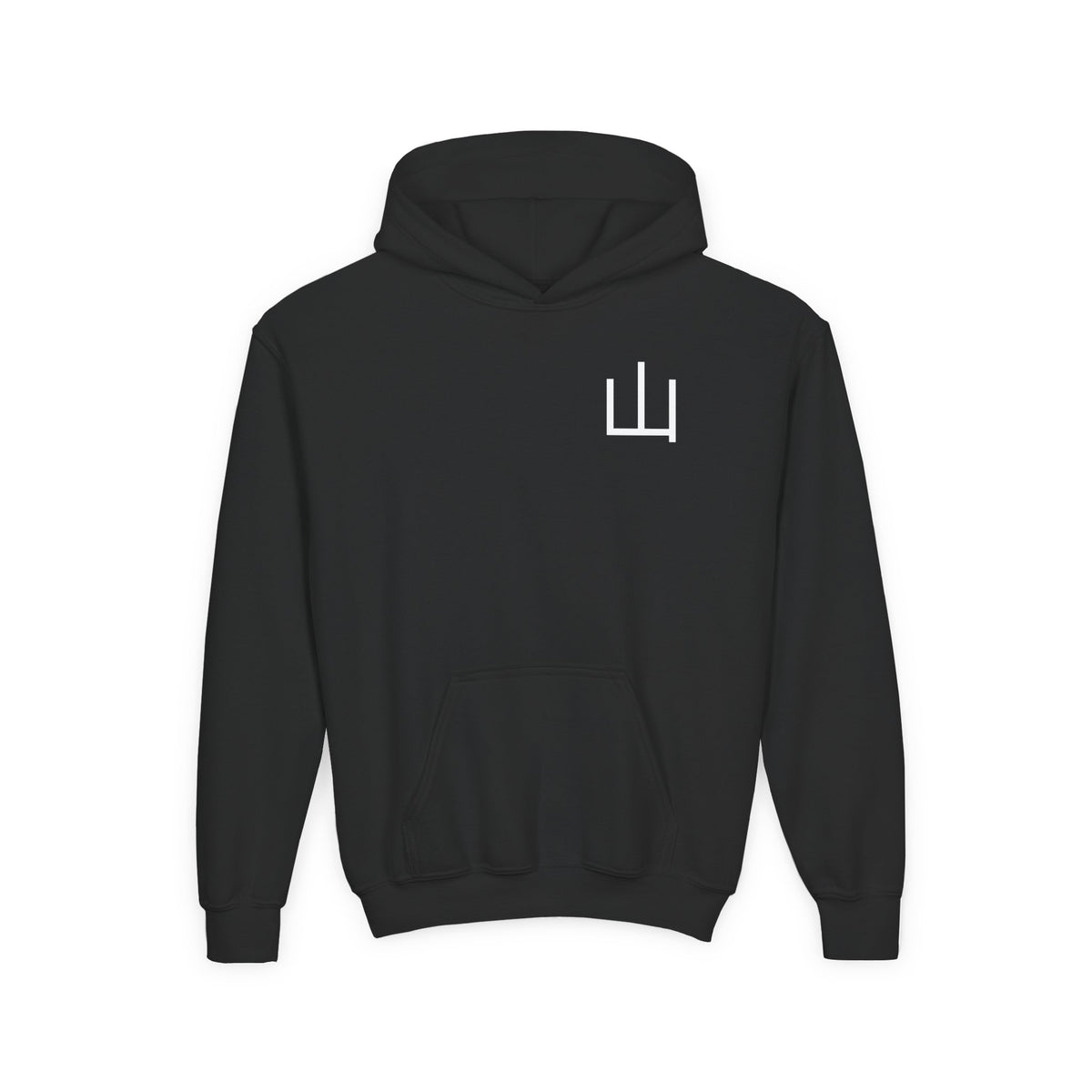 Deep Forest Warrior Hoodie, Mountain Kanji Anime Kids Pullover, Front Minimal Chest Text Back Print Elemental Graphic Youth Sweatshirt