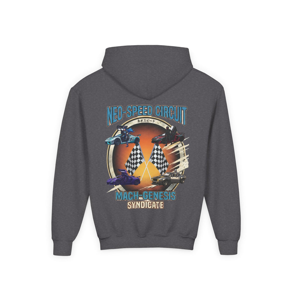 Blue Hair Heroine Hoodie, Mach Genesis Car Sweatshirt, Solo Driver Retro Anime Graphic Unisex Pullover