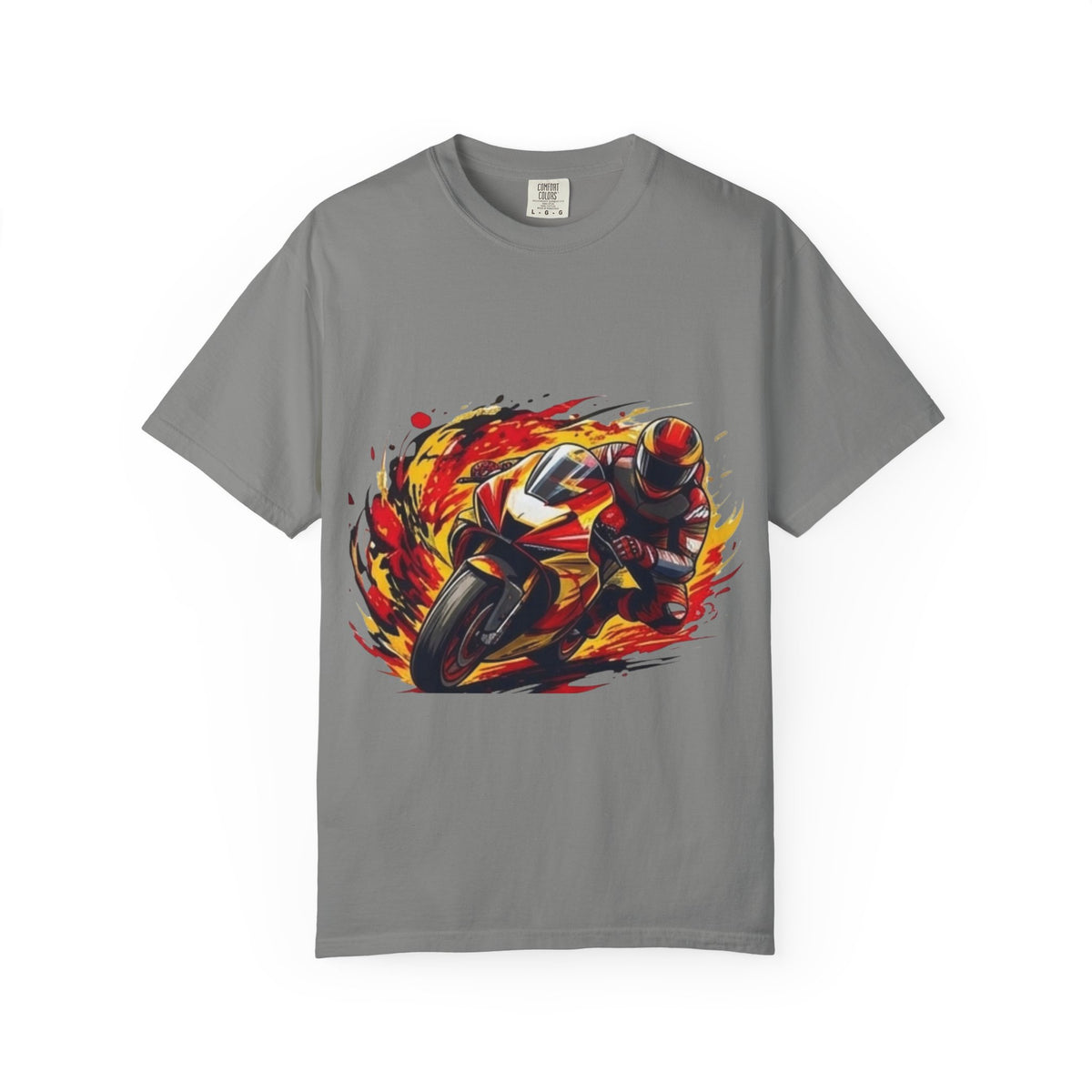 Flaming Sportbike Rider T-shirt | Motorcycle Racing Tee