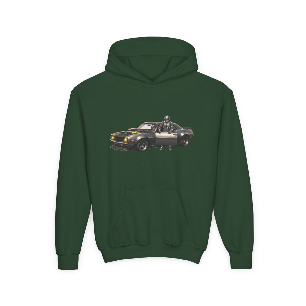 Kids Titan Hoodie, Iron Stone Muscle Car Kids Sweatshirt, Youth Challenger Driver Retro Anime Graphic Pullover