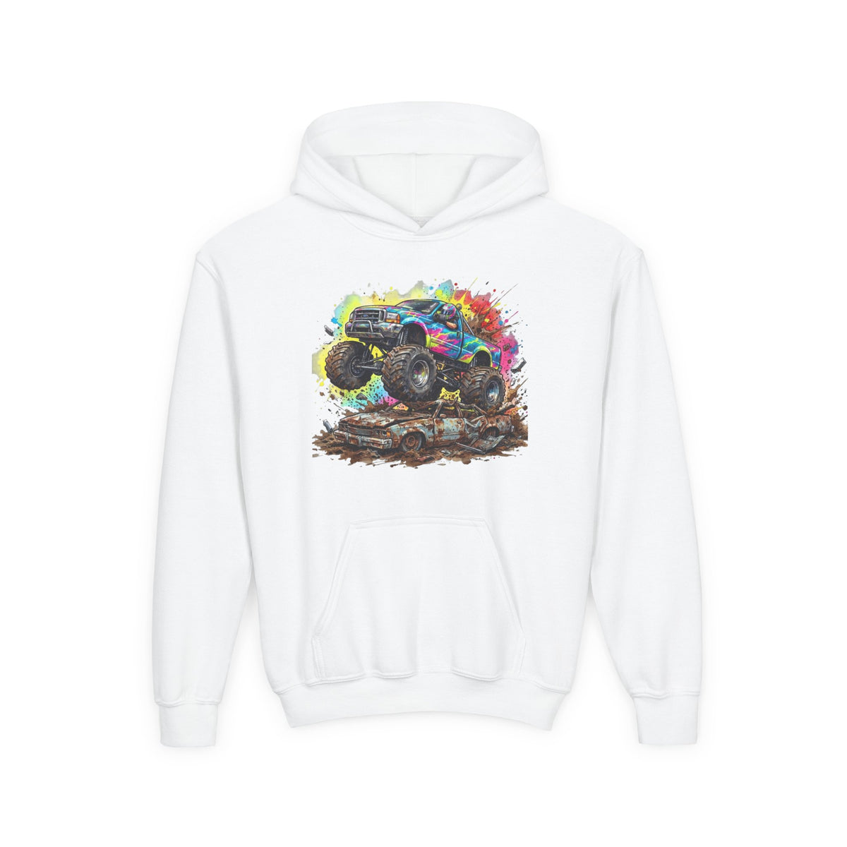 Monster Crush Hoodie, Mega Truck Kids Sweatshirt, Youth Arena Smash Graphic Pullover