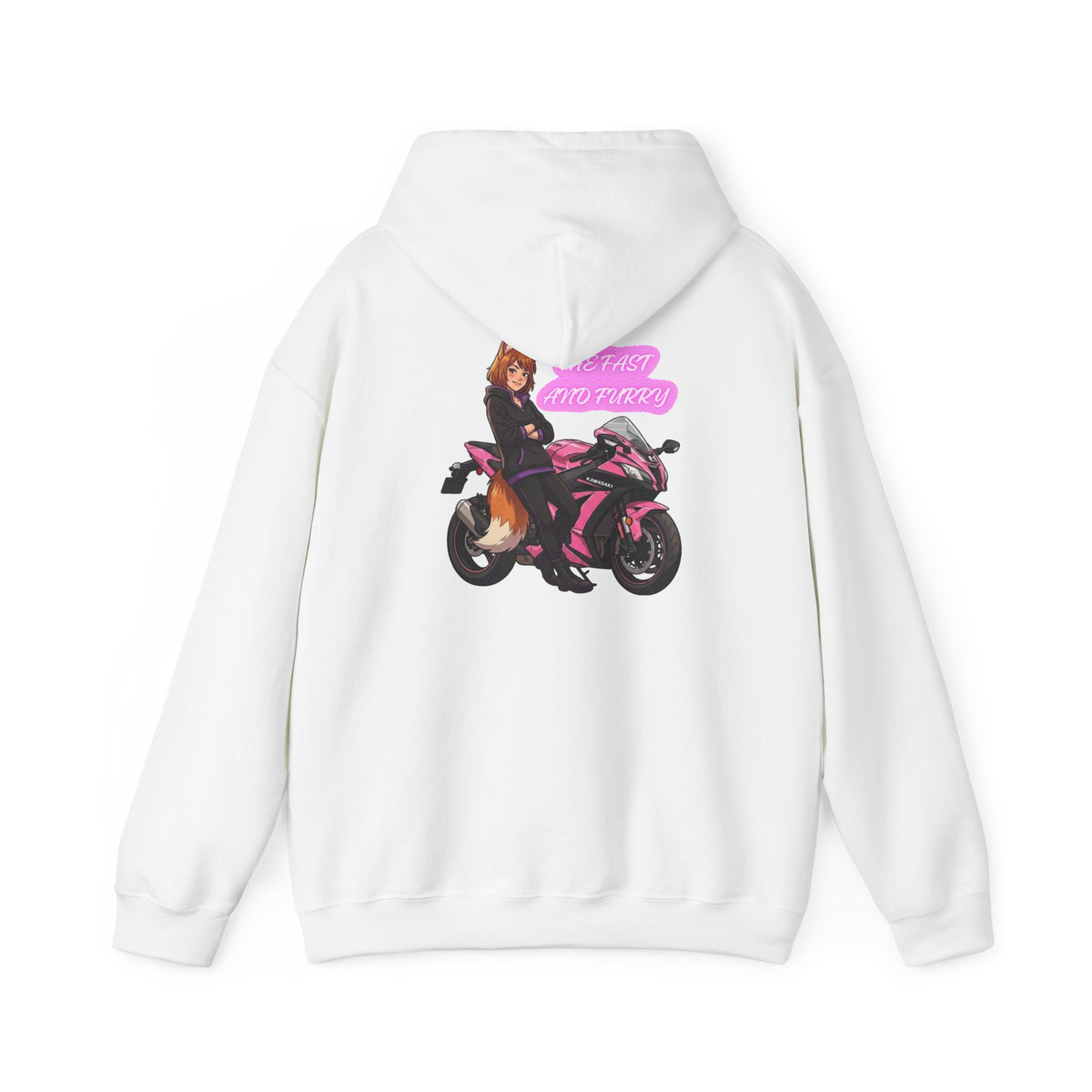 Girl Biker on Pink Sportbike Hoodie | Retro Anime Motorcycle Design