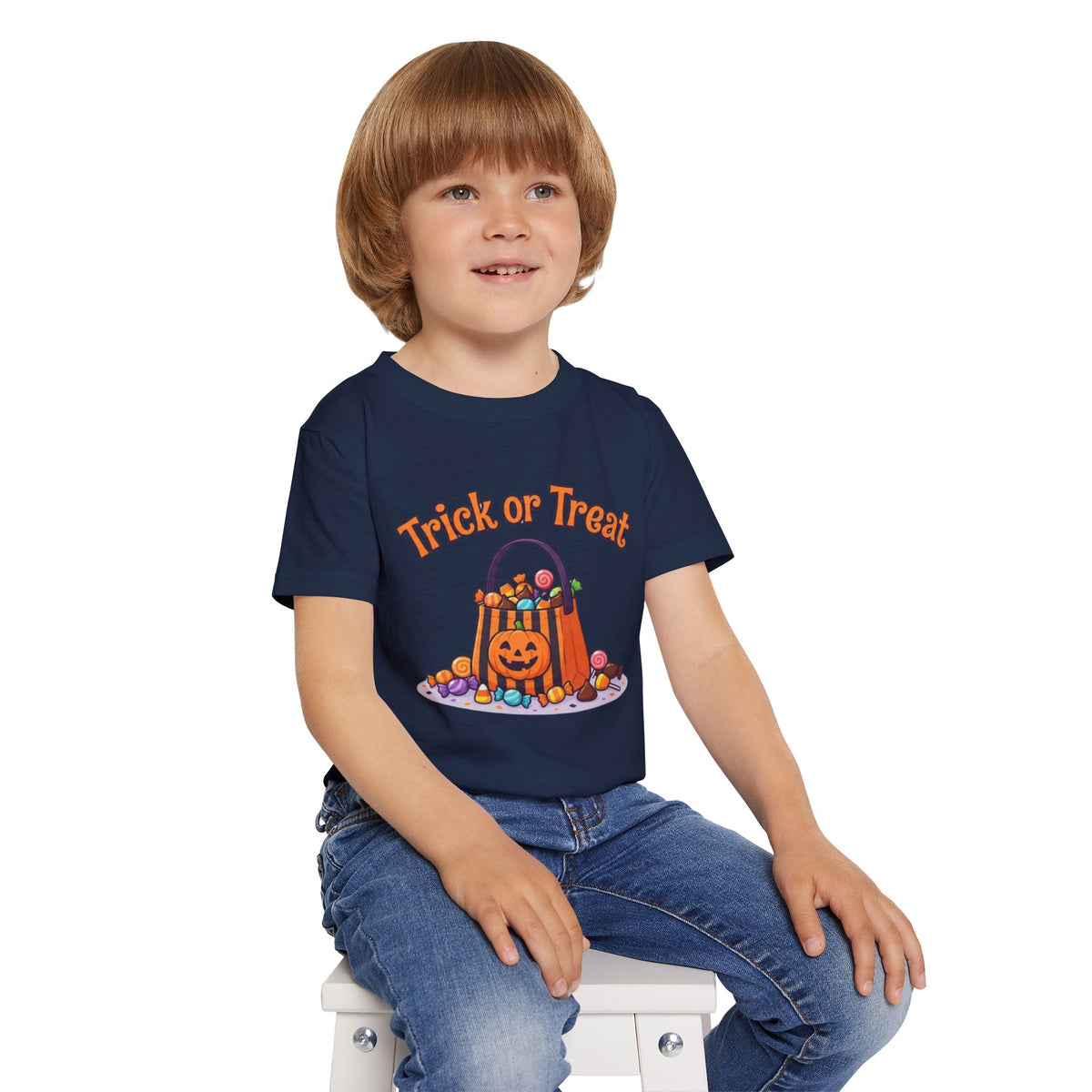 Candy Bucket Halloween Toddler Tee | Retro Trick-or-Treat Kids Shirt