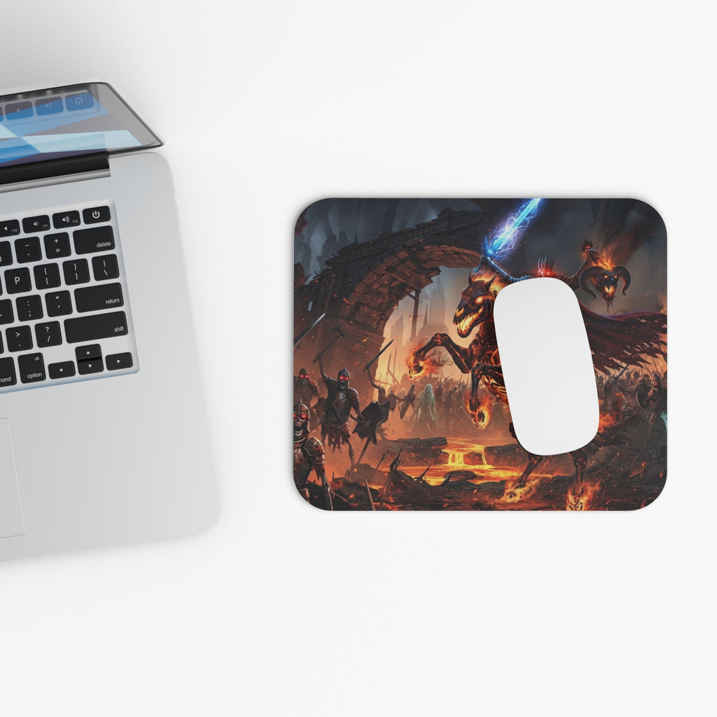 Skeletal Warhorse Triumph Mouse Pad, Blazing Demon Head Trophy Desk Mat, Dark Fantasy Undead Cavalry Gaming Setup Gear