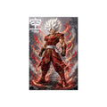 Sky Kanji Warrior Poster, White Hair God Mode Anime Art Print, Vertical Elemental Fighter Giclee Wall Decor