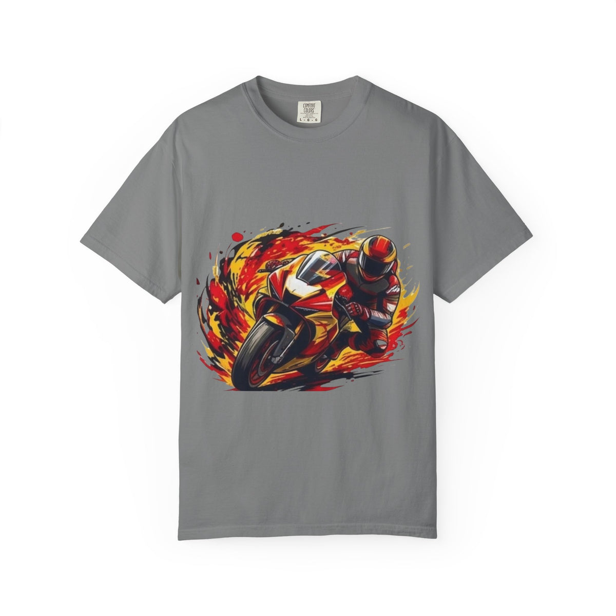Flaming Sportbike Rider T-shirt | Motorcycle Racing Tee
