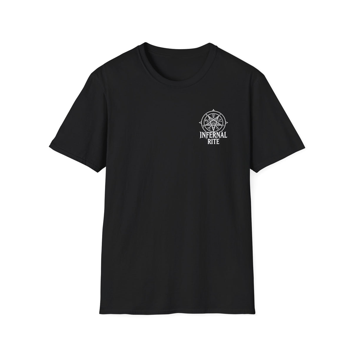 White Sigil Emblem T-Shirt, Infernal Rite Heavy Metal Concert Back Print Tee, Double Sided Gothic Demon Rock Merch