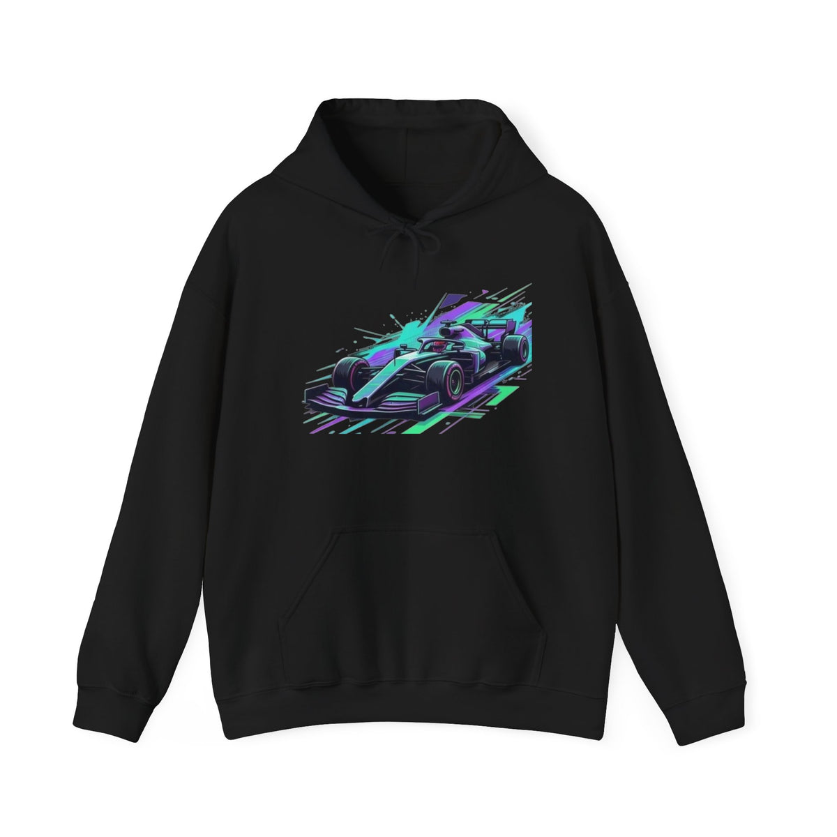 Neon Racing Car Hoodie | Retro Futuristic Racecar Graphic