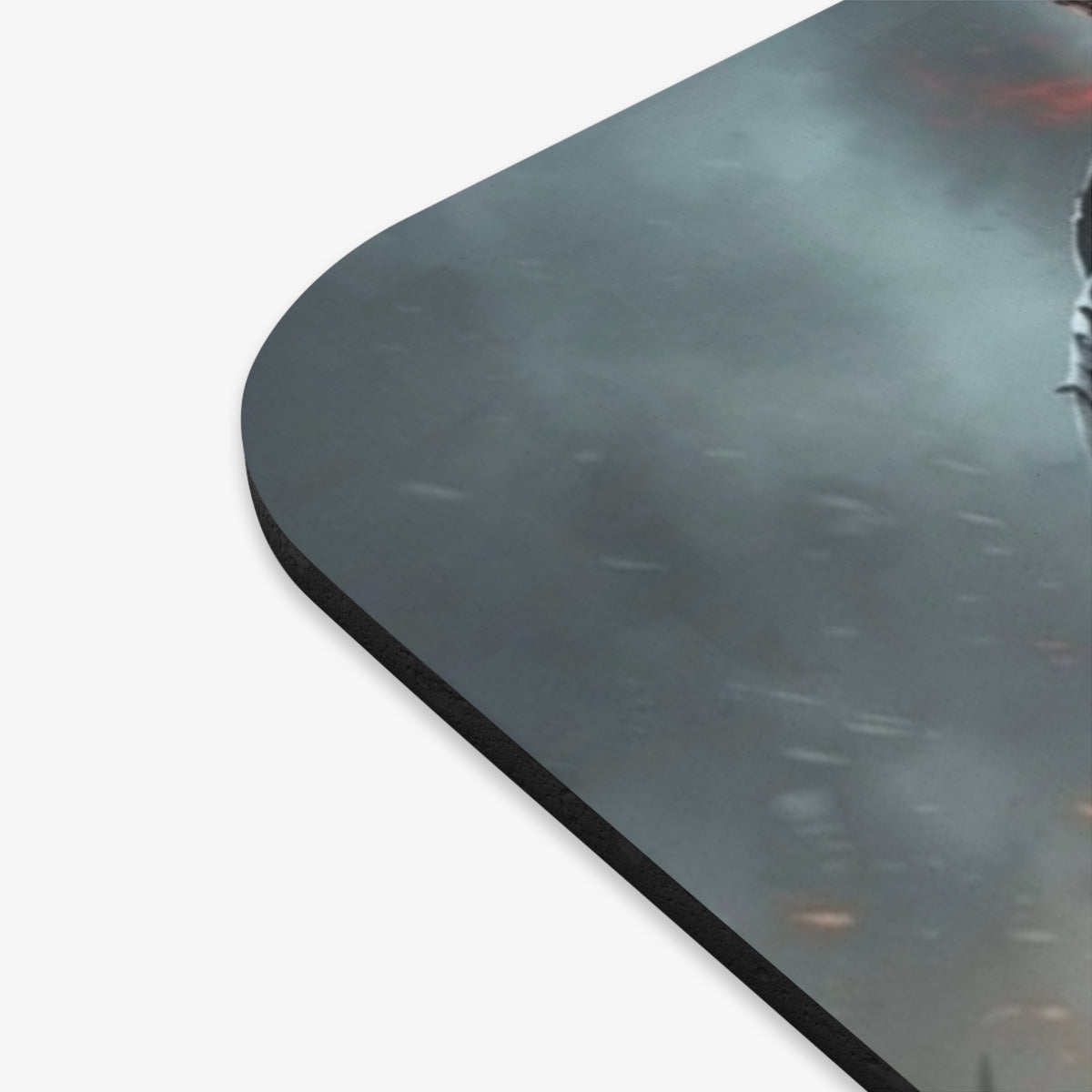 Electric Blue Greatsword Mouse Pad, Crimson Eyed Skeleton King Desk Mat, Dark Fantasy Tabletop RPG Gaming Setup Gear
