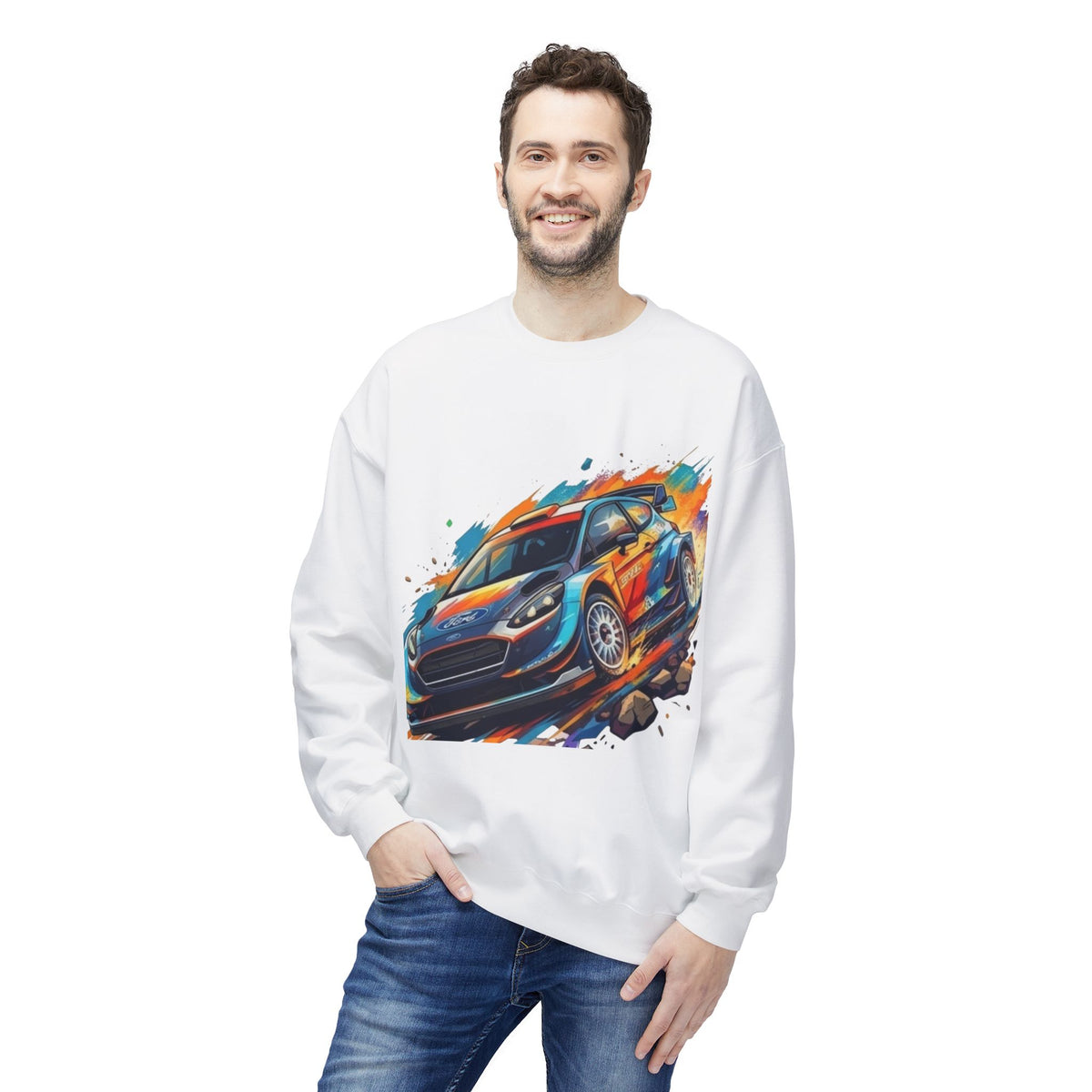 Rally Car Illustration Sweatshirt | Racing Graphic Crewneck