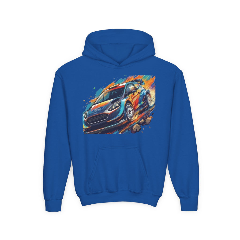 Rally Race Car Youth Hoodie | Jumping Rally Car Graphic, Motorsports Sweatshirt