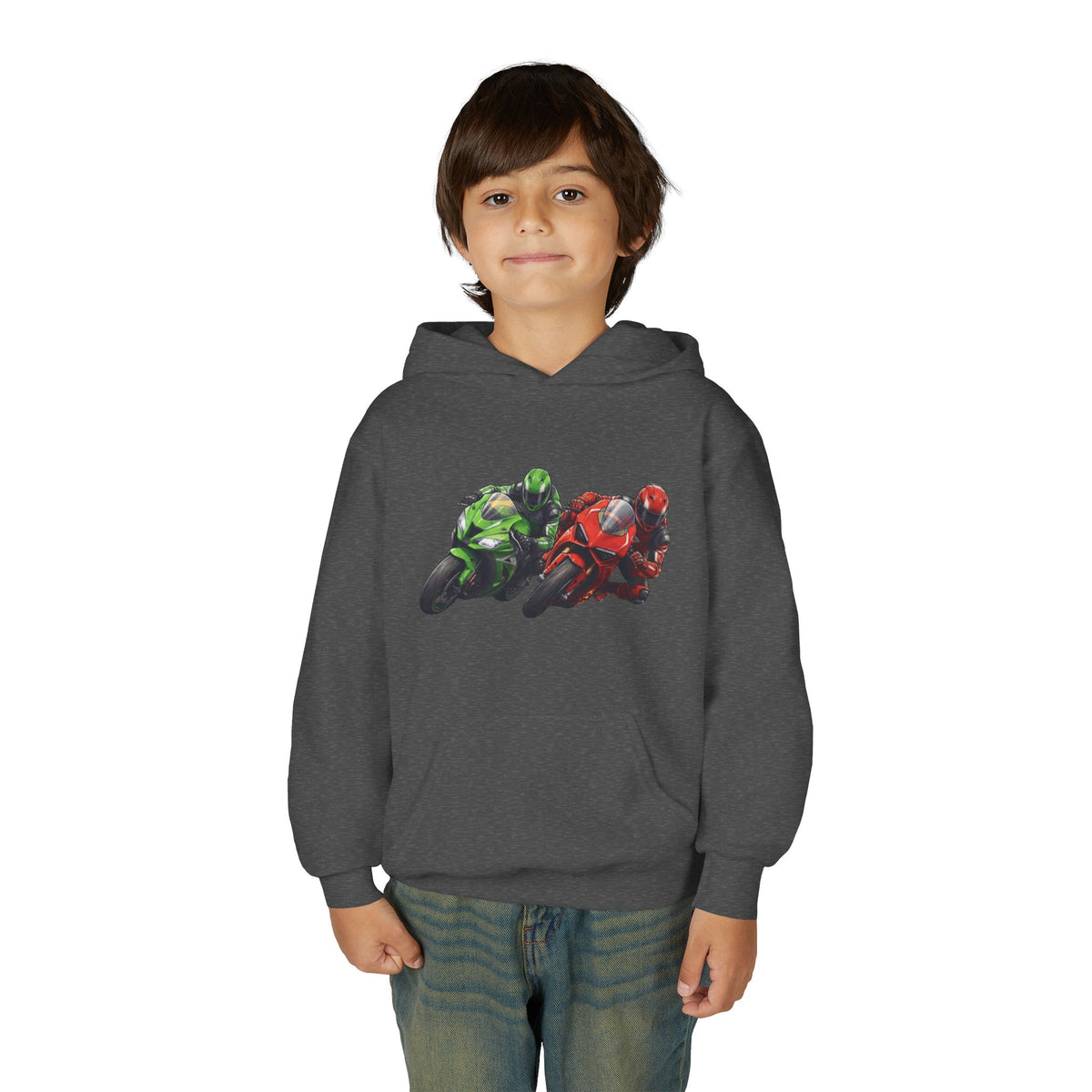 Apex Duel Hoodie, Twin Sportbike Kids Sweatshirt, Youth Track Racing Graphic Pullover