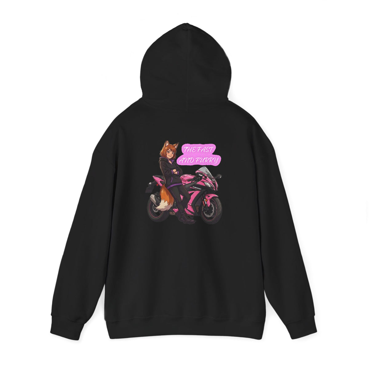 Girl Biker on Pink Sportbike Hoodie | Retro Anime Motorcycle Design