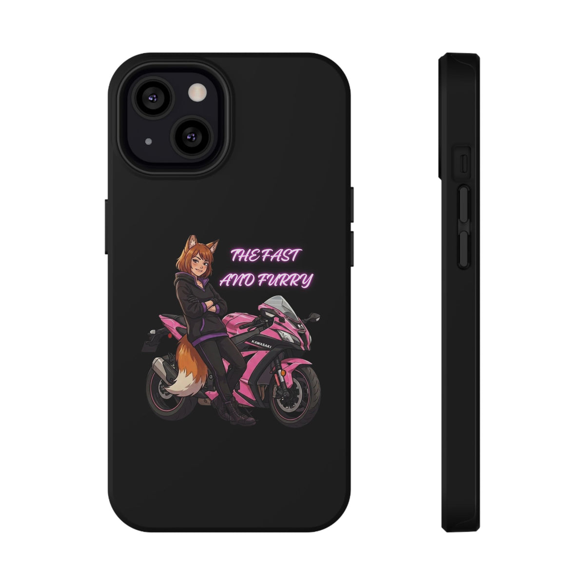 Fox Rider on Pink Sportbike Phone Case | Impact-Resistant Case