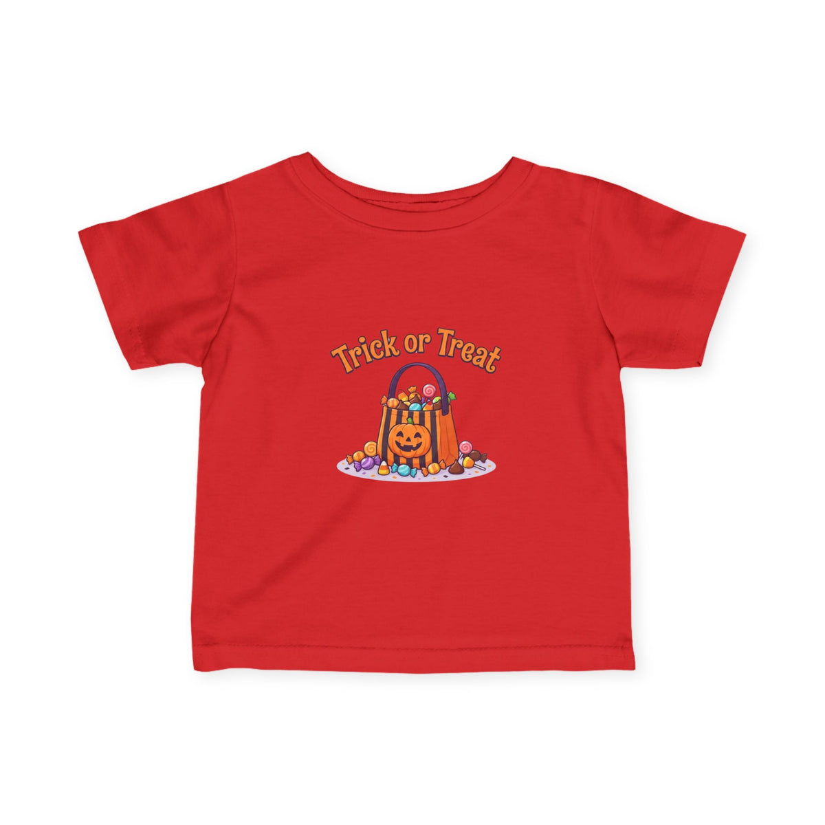 Miniature Candy Stash Infant Tee, Retro Trick-or-Treat Baby Clothes, Pumpkin Bucket Graphic Autumn Harvest Newborn Holiday Outfit