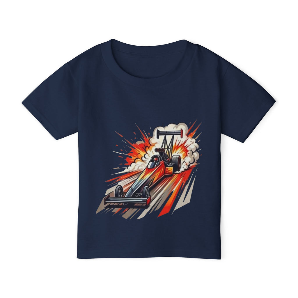 Dragster Race Car Toddler T-shirt | Dino Dragster Burnout Graphic