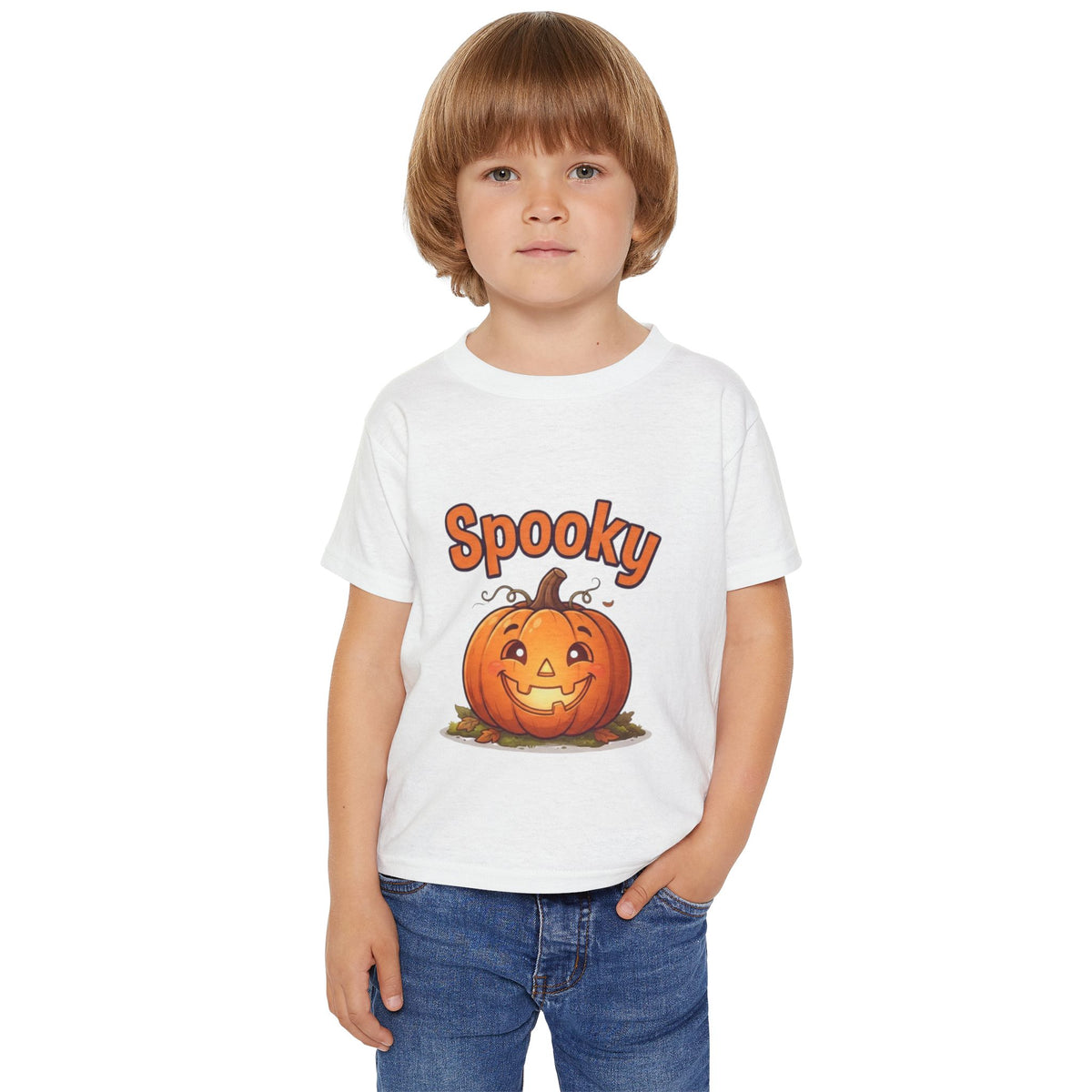 Halloween Pumpkin Toddler Tee | Bubbly Text Kids Spooky Shirt