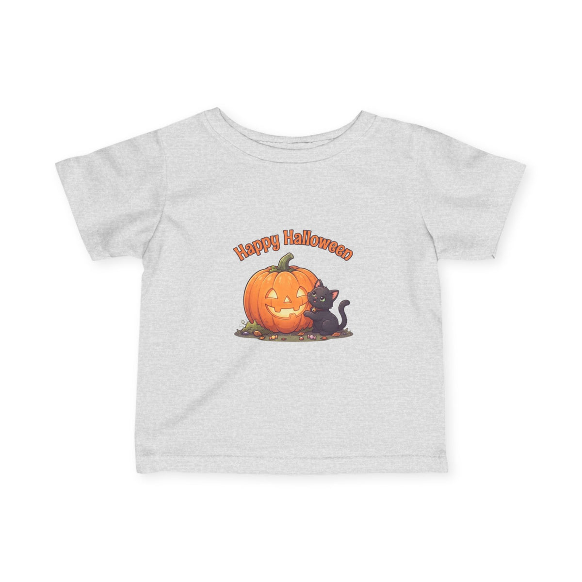 Halloween Black Cat & Pumpkin Toddler Tee | Kids Spooky Season Shirt
