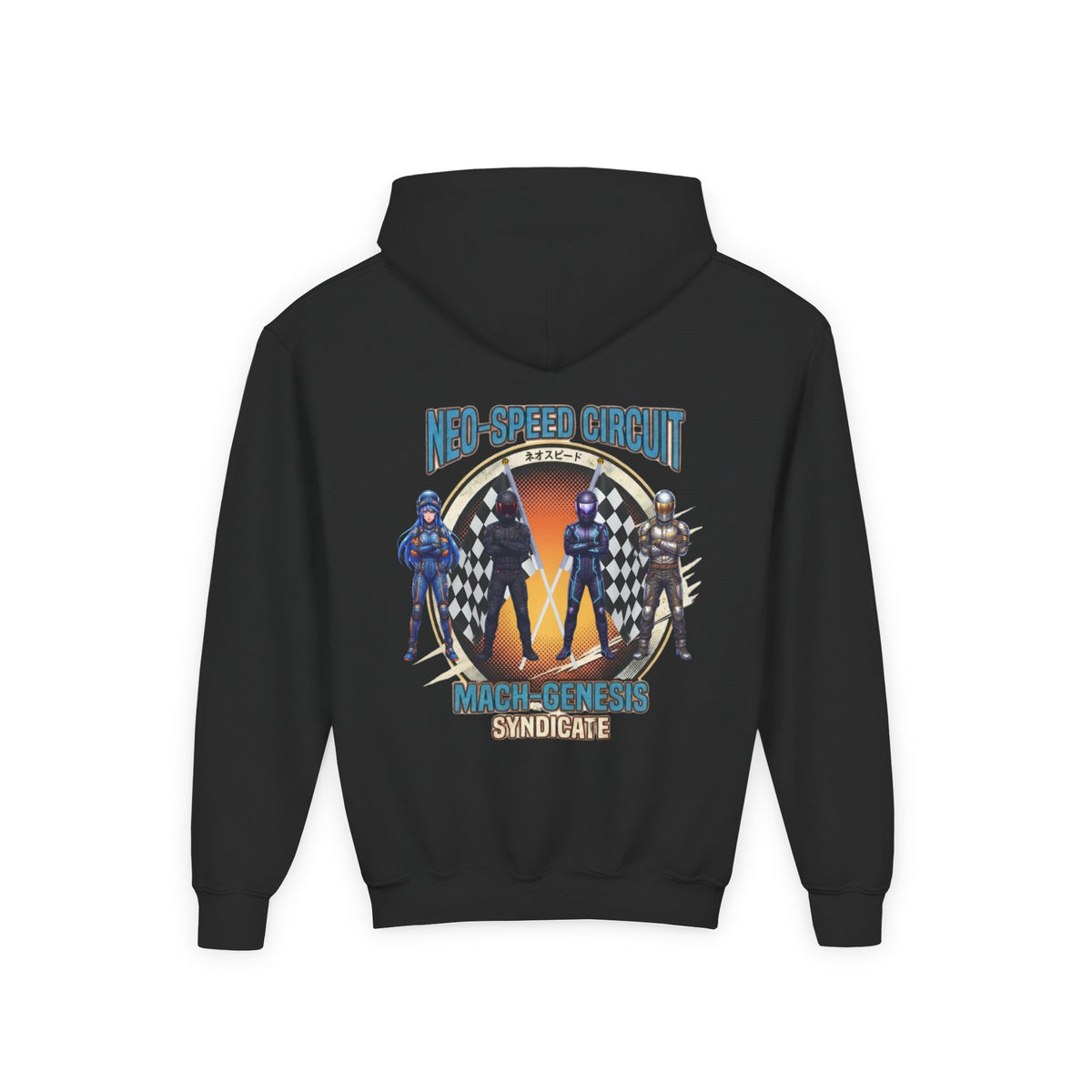Multi Variant Hoodie, Neo Speed Collective Sweatshirt, Racing Badge Retro Anime Graphic Unisex Pullover