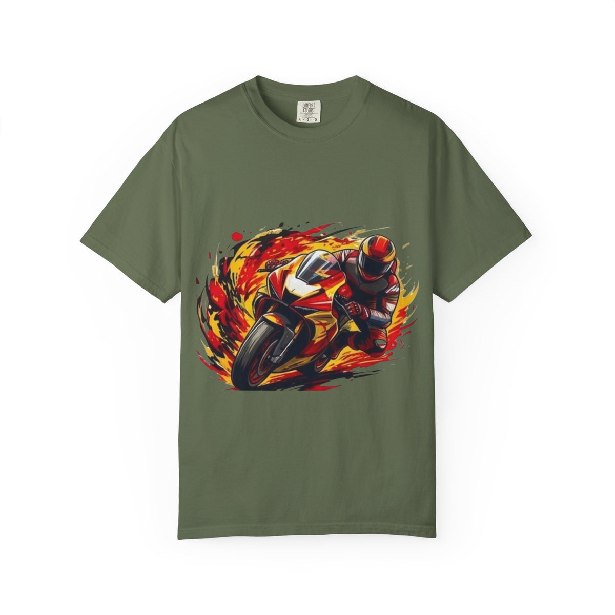 Flaming Sportbike Rider T-shirt | Motorcycle Racing Tee